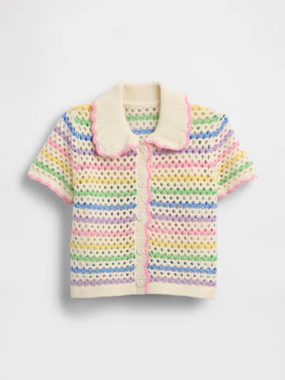 Gap Baby & Toddler Crochet Collared Cardigan In Multi