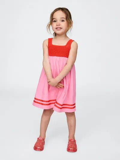 Gap Baby & Toddler Crochet-yoke Dress In Red