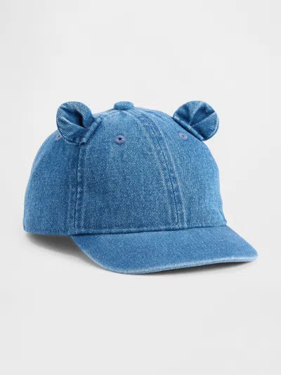 Gap Kids' Baby & Toddler Denim Bear Baseball Hat In Blue