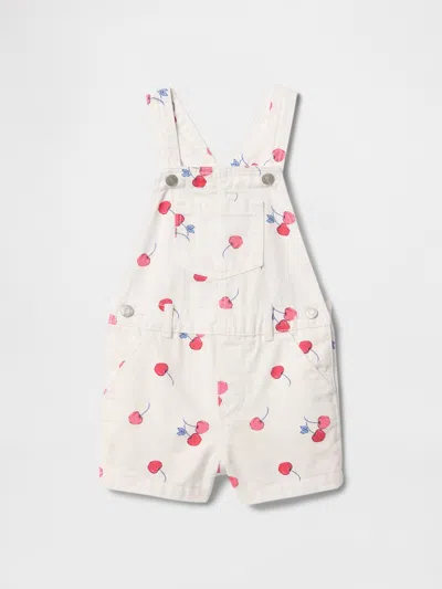 Gap Baby & Toddler Denim Cherry Shortalls In Off White