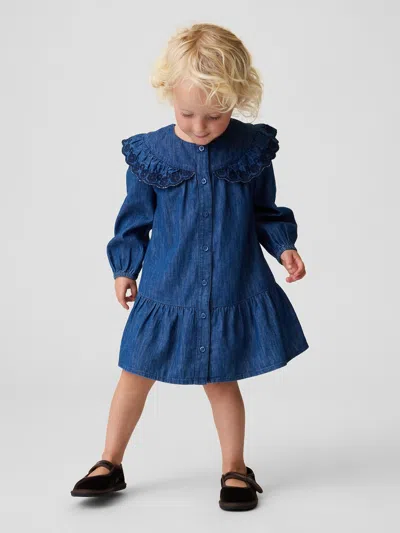 Gap Baby & Toddler Denim Drop-waist Dress In Blue