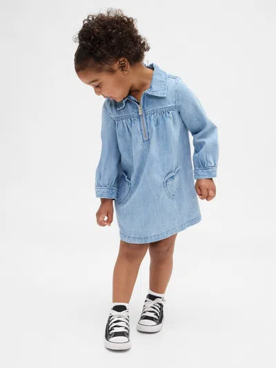 Gap Baby & Toddler Denim Heart Pocket Dress In Blue
