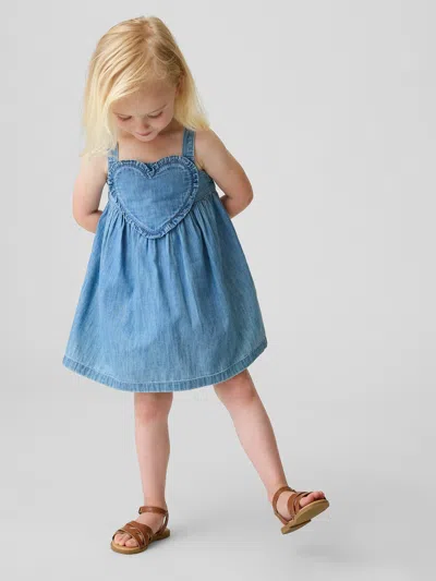 Gap Baby & Toddler Denim Heart Tank Dress In Blue