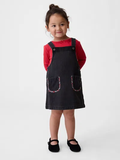 Gap Baby & Toddler Denim Jumper Dress In Black Wash