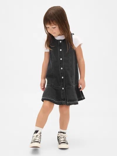 Gap Baby & Toddler Denim Peplum Hem Dress In Black