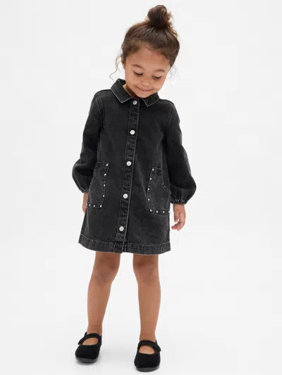 Gap Baby & Toddler Denim Studded Pocket Dress In Black