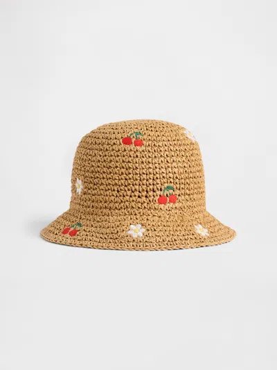 Gap Baby & Toddler Embroidered Crochet Straw Hat In Brown