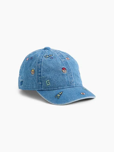 Gap Baby & Toddler Embroidered Denim Varsity Baseball Hat In Medium Wash