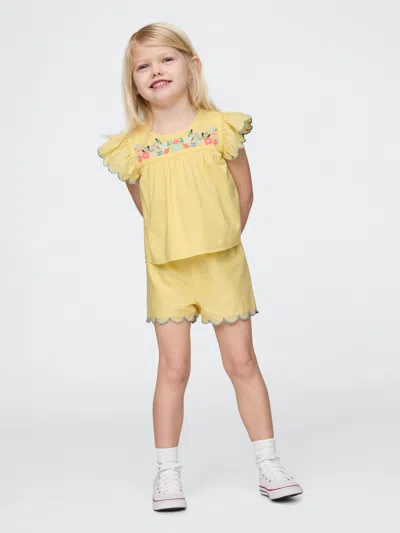 Gap Baby & Toddler Embroidered Outfit Set In Pale Banana Yellow
