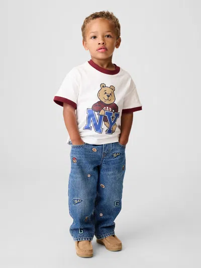 Gap Baby & Toddler Embroidered Pull-on Baggy Jeans In Medium Wash