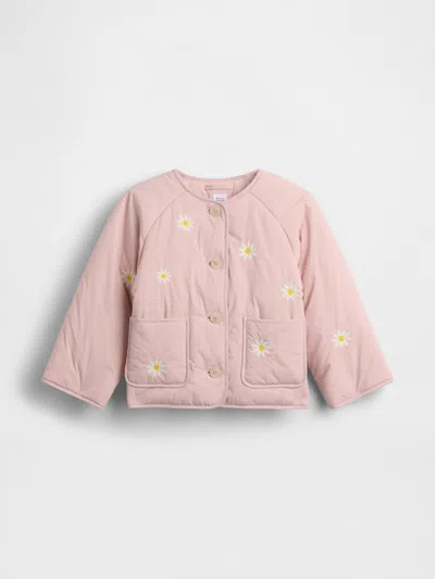 Gap Baby & Toddler Floral Embroidered Quilted Jacket In Pink