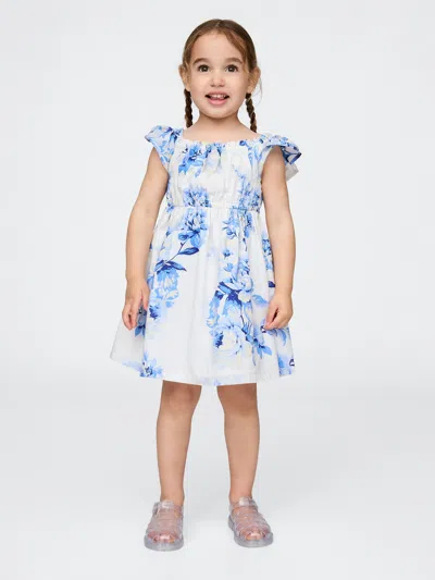 Gap Baby & Toddler Flutter-sleeve Dress In Blue Tonal Floral