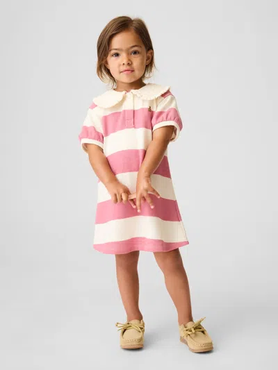 Gap Baby & Toddler French Terry Collared Print Dress In Rose Stripe