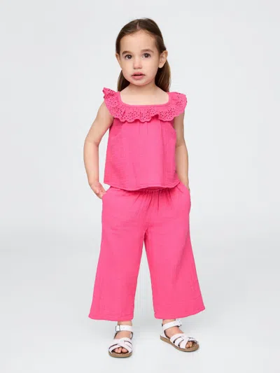 Gap Baby & Toddler Gauze Eyelet Ruffle Outfit Set In Pink