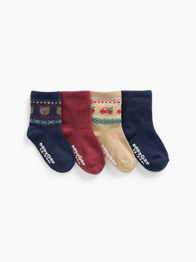 Gap Baby & Toddler Holiday Fair Isle Crew Socks (4-pack) In Brown