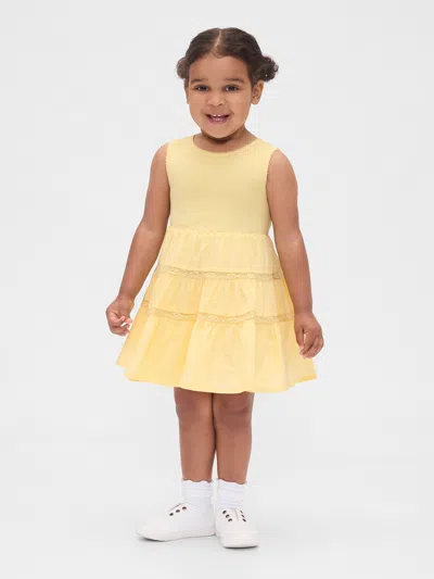 Gap Baby & Toddler Lace-trim Mixed Media Dress In Yellow