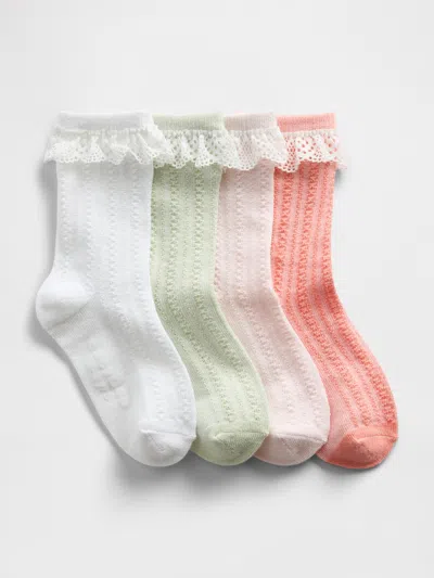 Gap Baby & Toddler Lace-trim Pointelle Crew Socks (4-pack) In Multi