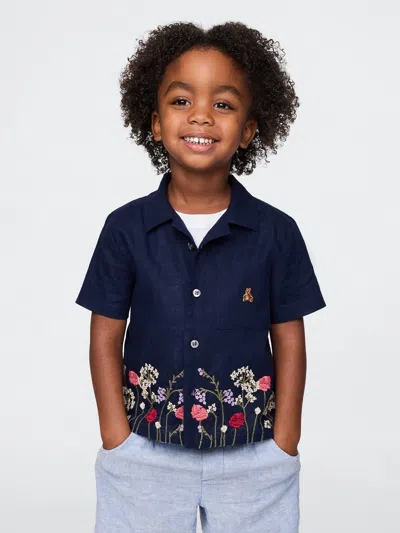 Gap Baby & Toddler Linen-cotton Cabana Shirt In Navy Uniform Blue