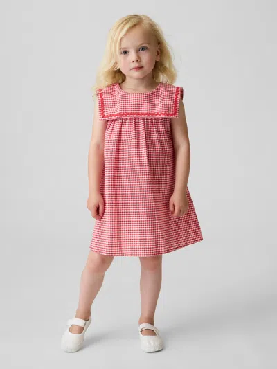 Gap Baby & Toddler Linen-cotton Gingham Sailor Dress In Red