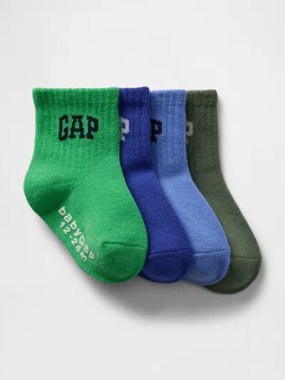 Gap Baby & Toddler Logo Quarter Crew Socks (4-pack) In Multi Green