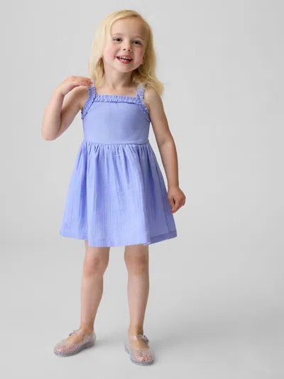 Gap Baby & Toddler Mixed Media Apron Dress In Blue