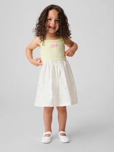 Gap Baby & Toddler Mixed Media Apron Dress In White