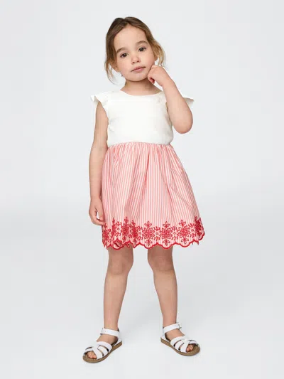 Gap Baby & Toddler Mixed Media Flutter-sleeve Dress In Red Stripes