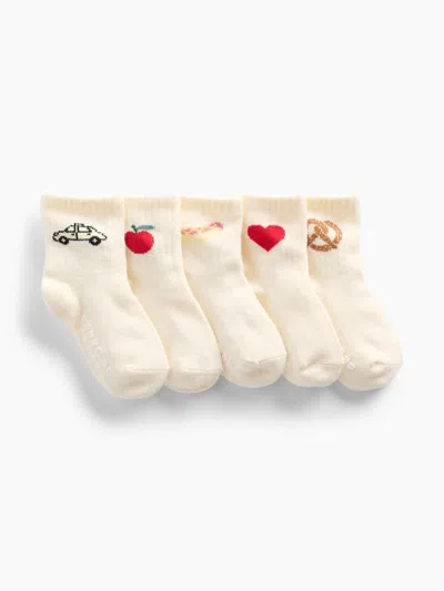 Gap Baby & Toddler Nyc Graphic Crew Socks (5-pack) In Neutral