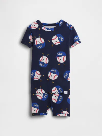 Gap Baby & Toddler Organic Brushed Cotton Baseball Pj Shorts Set In Blue