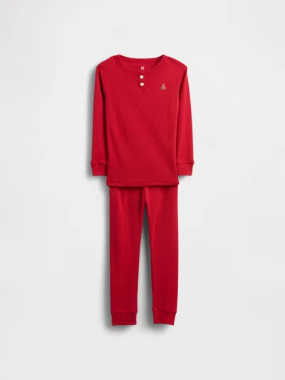 Gap Kids' Baby & Toddler Organic Brushed Cotton Henley Pj Set In Red