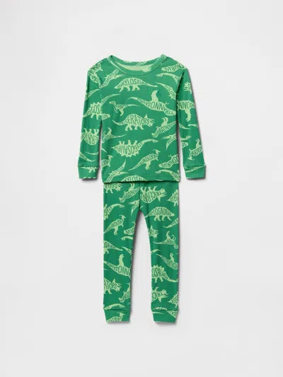 Gap Kids' Baby & Toddler Organic Ribbed Cotton Pj Set In Green Dino