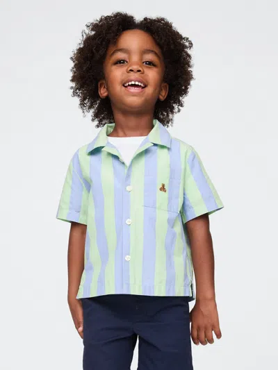 Gap Baby & Toddler Organic Cotton Cabana Shirt In Blue Green Stripe