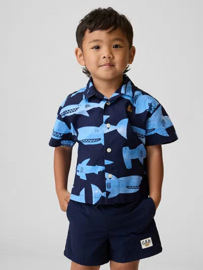 Gap Baby & Toddler Organic Cotton Poplin Print Shirt In Blue