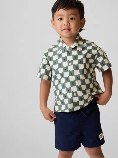Gap Baby & Toddler Organic Cotton Poplin Print Shirt In Green