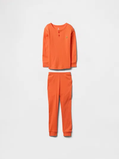 Gap Kids' Baby & Toddler Organic Ribbed Cotton Pj Set In Blood Orange