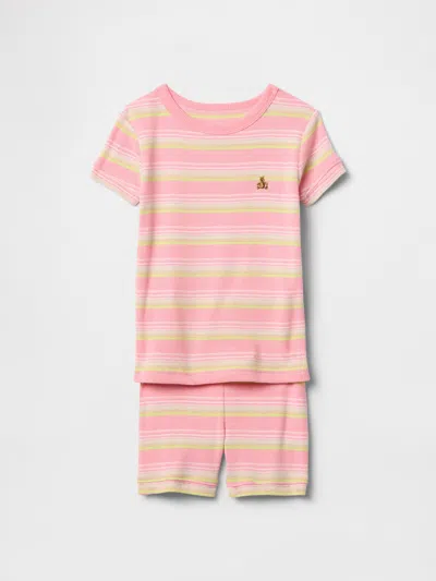 Gap Kids' Baby & Toddler Organic Ribbed Cotton Pj Set In Coral Frost Stripe
