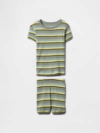 Gap Kids' Baby & Toddler Organic Ribbed Cotton Pj Set In Green Stripe