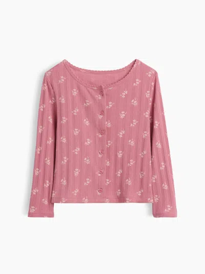 Gap Baby & Toddler Pointelle Rib Floral Cardigan In Rosetta