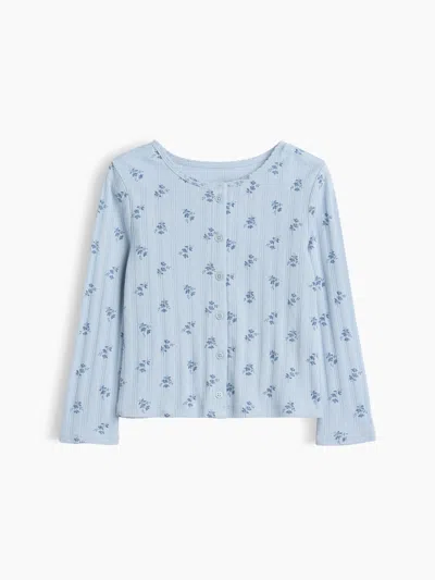 Gap Baby & Toddler Pointelle Rib Floral Cardigan In Sail Blue
