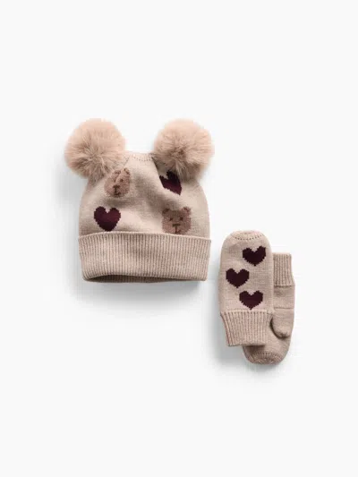 Gap Baby & Toddler Pom Beanie & Mittens Set In Brown