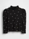 Gap Baby & Toddler Puff-sleeve Rib Mockneck In Black