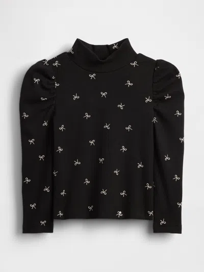 Gap Baby & Toddler Puff-sleeve Rib Mockneck In Black