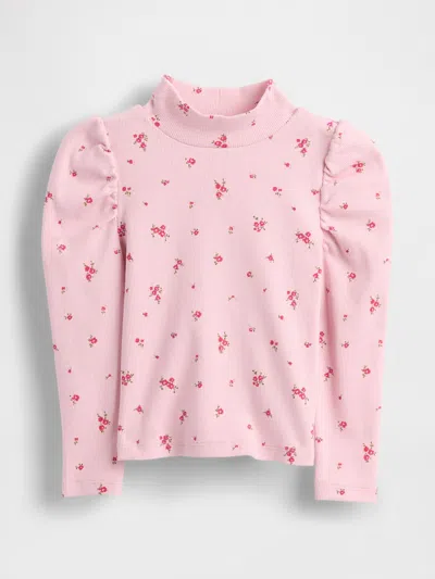 Gap Baby & Toddler Puff-sleeve Rib Mockneck In Pink