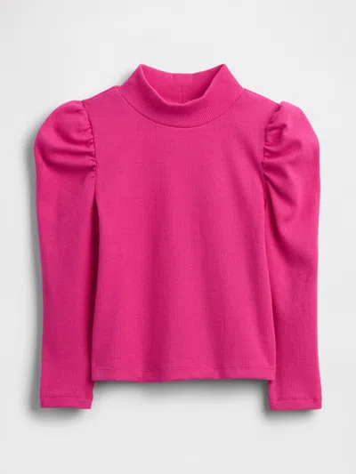 Gap Baby & Toddler Puff-sleeve Rib Mockneck In Pink