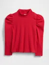 Gap Baby Puff Sleeve Rib Mockneck In Red