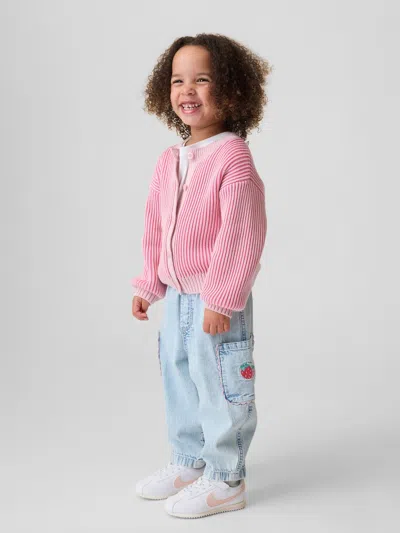 Gap Baby & Toddler Pull-on Strawberry Cargo Barrel Jeans In Pink