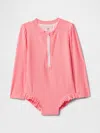 Gap Baby & Toddler Rash Guard Swim One-piece In Pink Stripe