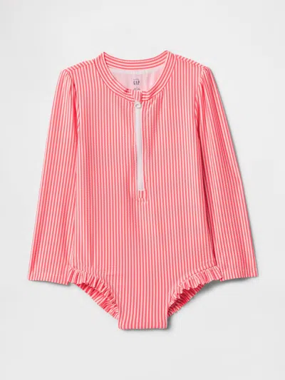 Gap Baby & Toddler Rash Guard Swim One-piece In Pink Stripe
