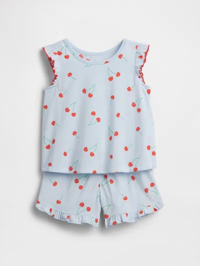 Gap Kids' Baby & Toddler Recycled Ruffle Fruit Pj Short Set In Blue