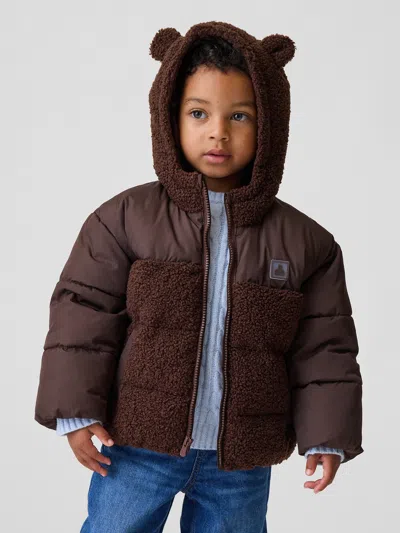 Gap Baby & Toddler Recycled Sherpa Bear Puffer Jacket In Brown